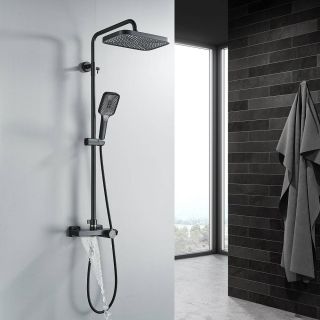 Душевая стойка Rose R1896H-6 с термостатом чёрный матовый